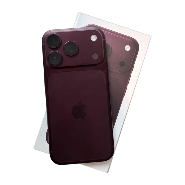 iPhone bordô sobre a caixa lacrada