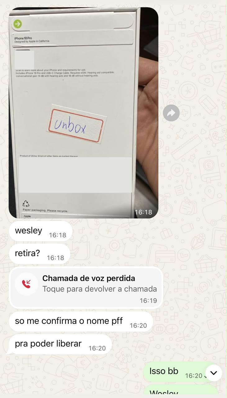 Print real da negociação de um iPhone 18 Pro 256GB lacrado por R$ 9.870