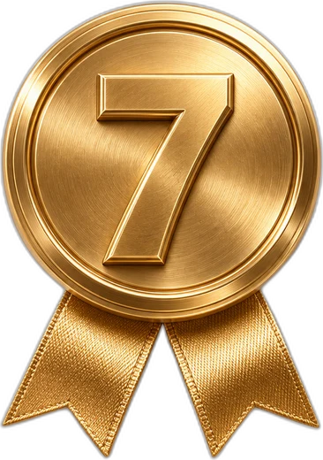 Selo dourado com o número 7