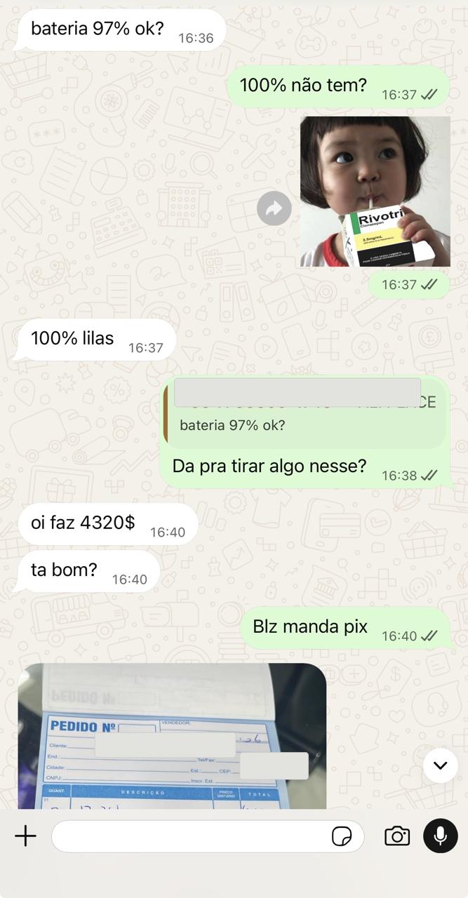 Print real da negociação de um iPhone 17 256GB seminovo por R$ 4.350